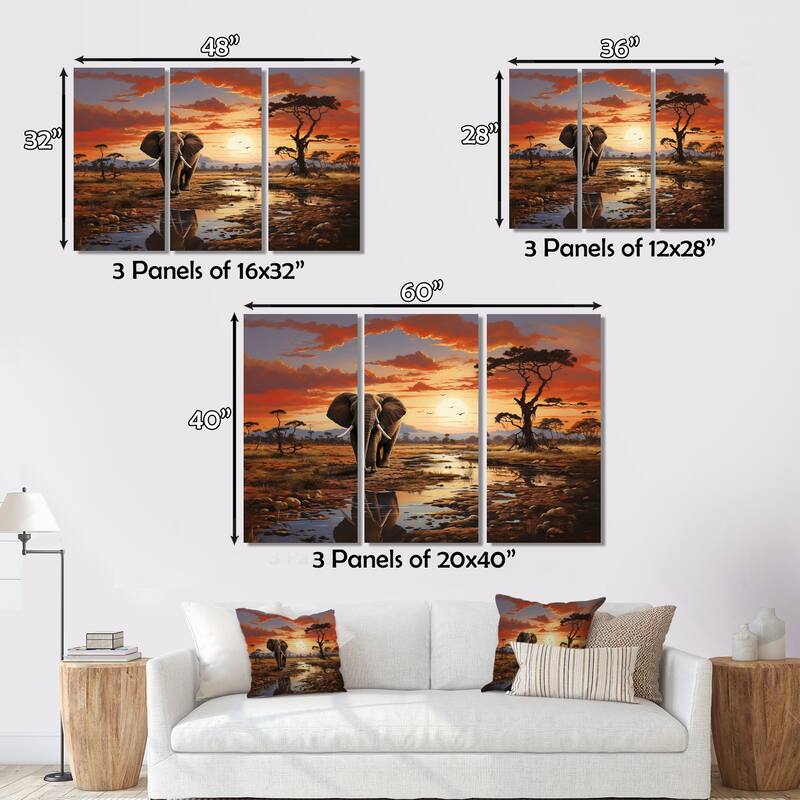 Designart "Africa Wildlife African Animals" Animals Canvas Prints Set